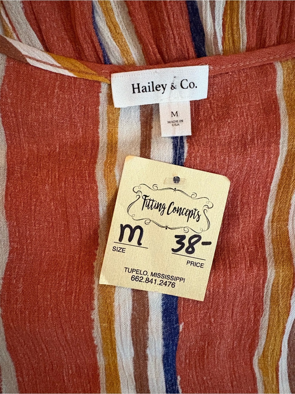 Hailey & Co Rust Stripe Tiered Ruffle Sleeve Midi Dress Women’s Medium NWT - Picture 13 of 13